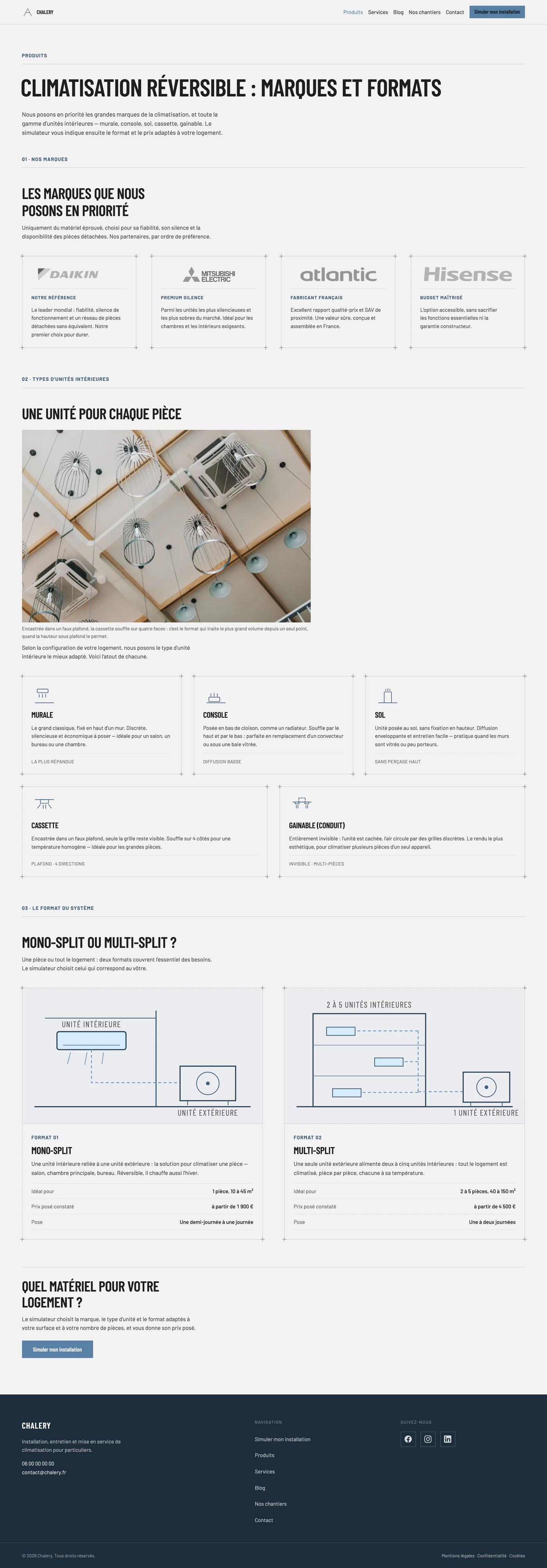 Le site Chalery, page d'accueil