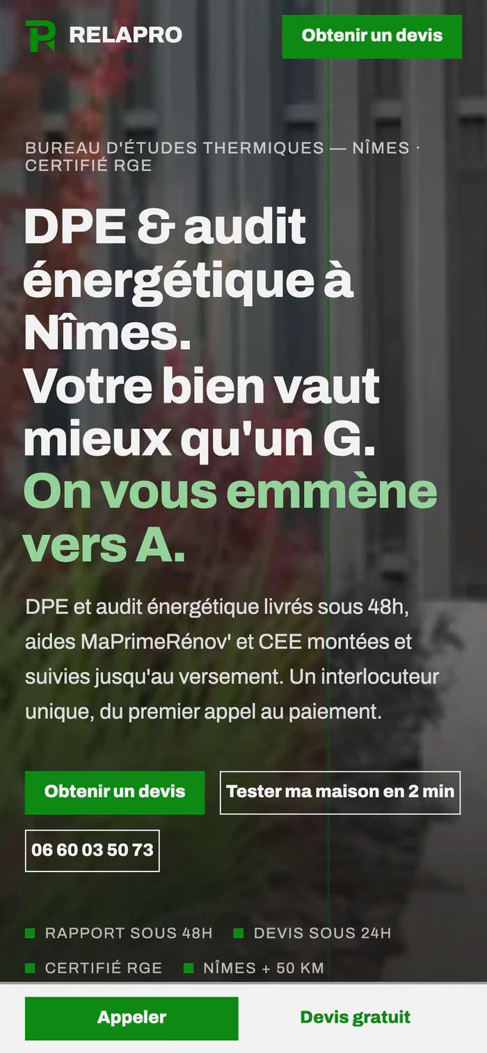 Le site Relapro sur mobile