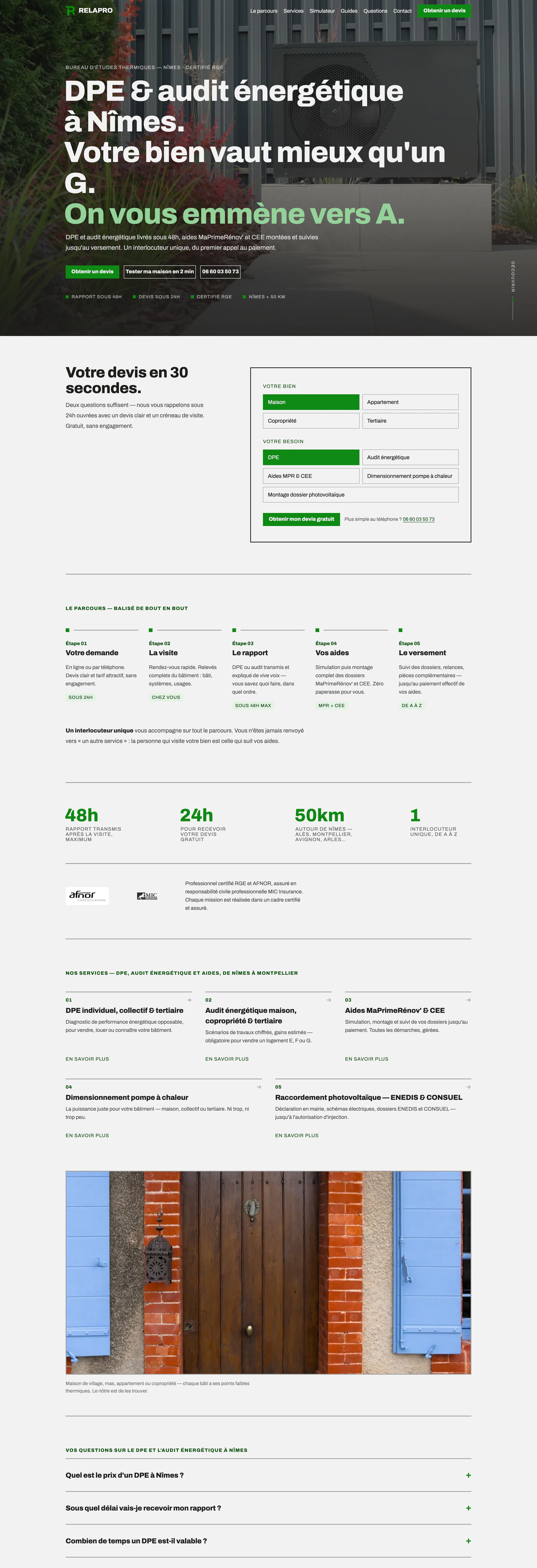 Le site Relapro, page d'accueil